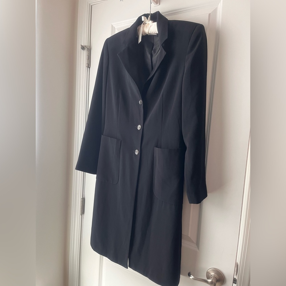 Stylish long black blazer for the office or cocktail hour
